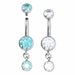 Банан в пупок BEZEL-SET DANGLE STYLE 1 с подвеской