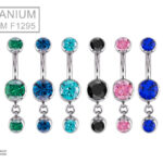 Банан в пупок BEZEL-SET DANGLE STYLE 1 с подвеской