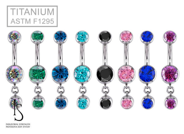 Банан в пупок BEZEL-SET DANGLE STYLE 1 с подвеской