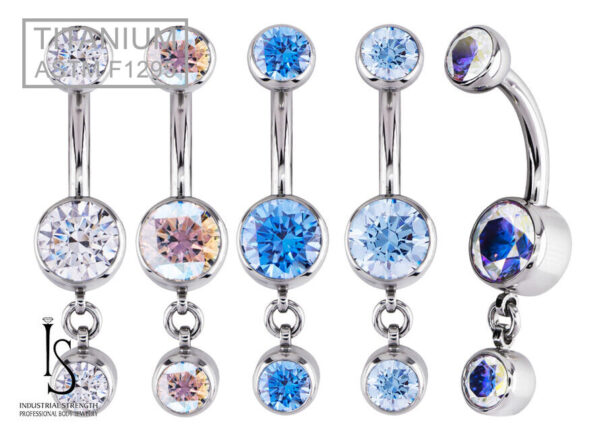 Банан в пупок BEZEL-SET DANGLE STYLE 1 с подвеской